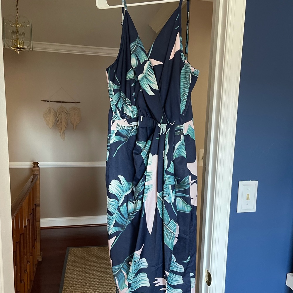 MIDI length tropical floral dress